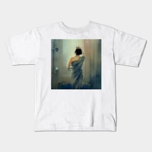 Woman in Bathrobe Kids T-Shirt